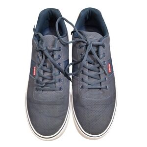 Levis Mens Low Top Sneakers Size 11 Navy Blue Perforated Lace Up Casual Shoes